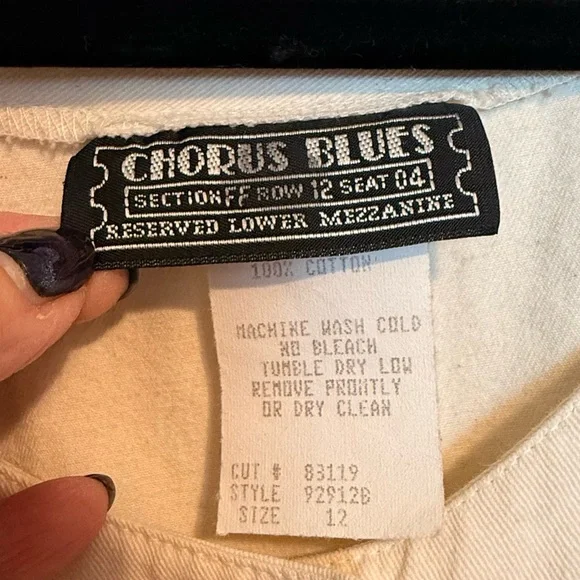 Vintage 1990โs Chorus Blues Cream Denim Prairie Dress Size 12 - Picture 11 of 13